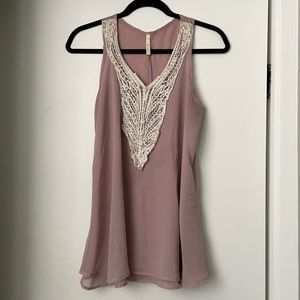 Pink blouse with crochet front